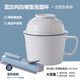 瓷航開(kāi)心家族桶型陶瓷泡面杯泡面碗帶蓋快餐杯學(xué)生成人飯碗飯盒大飯缸 藍邊純白桶型泡面杯，送藍色餐具