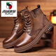 西域駱駝（VANCAMEL）2026新款戶(hù)外馬丁靴真皮高幫靴子男工裝靴復古機車(chē)靴英倫風(fēng)牛津底 棕色 40