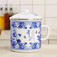 敏程 搪瓷杯懷舊杯子復古缸茶杯帶蓋水杯老式茶缸子大號馬克杯茶缸 12cm青花瓷搪瓷杯