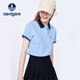 Navigare意大利小帆船女士修身輕薄短袖POLO領(lǐng)T恤上衣2325524506 藍(lán) L 