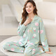100純棉睡衣女士春秋季長(cháng)袖韓版少女開(kāi)衫套裝外穿家居服冬款 k5308 3XL(155-185斤)