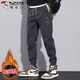 啄木鳥(niǎo)（TUCANO）休閑褲男秋冬季寬松束腳褲子男韓版潮工裝小腳長(cháng)褲 深灰加絨 XL