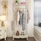 盛連衣帽架歐式實(shí)木衣架子落地臥室家用北歐輕奢收納架簡(jiǎn)約客廳掛衣架 c-6象牙白描金帶腰鉤【80長(cháng)】