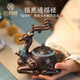 旺鼎檀仿古鹿香爐擺件熏香爐創(chuàng)意盤香爐檀香爐香薰?fàn)t香爐家用室內(nèi)焚香器 福鹿呈祥+長方形雞翅木底座