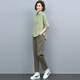 穆夏百合棉麻套裝女2026年春秋季新款女裝氣質(zhì)休閑穿搭運動(dòng)服小個(gè)子兩件套 綠色+軍綠 M 推薦110斤以?xún)? title=