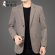 啄木鳥(niǎo)【輕奢高檔】中年男士休閑羊毛呢西裝男春秋韓版小西服爸爸裝外套 N20808咖色 175/92(建議120-135斤)