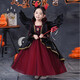 小咔衣濃萬(wàn)圣節cos服兒童表演服裝女童公主裙禮服女巫吸血鬼服飾裝扮禮物 酒紅色萬(wàn)圣節女王款（不帶翅膀） 130