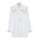 LULUALWAYS冬季新款時(shí)尚百搭氣質(zhì)翻領(lǐng)繡花中長(cháng)款襯衫 白色 S