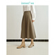 茵曼（INMAN）復古百褶馬面半身裙2024春秋女裝新款小個(gè)子高腰A字顯瘦長(cháng)裙子 深卡其 S