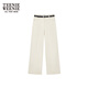 Teenie Weenie【贈腰帶】小熊女裝秋季簡(jiǎn)約通勤直筒休閑基礎款褲女 象牙白 L (170)