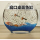 勛貍粑創(chuàng)意扁口玻璃魚缸橢圓形超白透明玻璃金魚缸迷你水族箱小型桌面 20扁魚彩石+草+魚食+漁撈