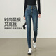 逸陽(yáng)牛仔鉛筆褲女秋季新款高彈修身顯瘦高腰三?？坌∧_褲子 復古藍 28