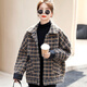 楚馨毛呢大衣女2025秋冬季新款女裝短款呢子女士韓版寬松格子毛絨外套 咖格 S (115斤以下)