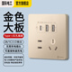 國際電工暗裝86型20W快充USB插座開關面板墻壁手機充電Type-c家用五孔 五孔20W快充USB+type-c【金色】 