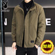 花花公子加棉加厚外套男韓版潮流秋冬季高端棉服立領(lǐng)男士休閑男裝棉衣夾克 卡其色-加棉加厚 冬季款 L 建議110-125斤