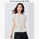佐丹奴短袖T恤女夏季新款純棉體恤衫可調節腰帶圓領(lǐng)上衣05325394 11月光灰杏 M