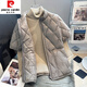 皮爾卡丹（pierre cardin）短袖棉馬甲女男秋冬輕薄五分袖坎肩棉衣中老外穿羽絨棉半袖馬夾 卡其 SX24125 M 90-115斤內