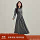 茵曼格雷系收腰針織連衣裙2025秋女裝新款修身打底裙子 深灰色 M