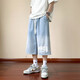 柏樂(lè )迪（BAILEDI）夏季初高中學(xué)生薄款牛仔中褲12-15歲男孩中褲16大童純棉七分褲子 8703藍色 160 M（建議75-98斤左右）