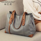 高巴度（GORBADO）高級感包包洋氣情人節軟皮大包女2025新款時(shí)尚質(zhì)感真皮手提托特包 灰配棕