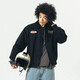 714street美式復古外套春秋款日常百搭潮牌情侶裝圣達菲夾克男女同款 黑色 L