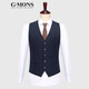 吉約蒙（G·MONS）羊毛西裝馬甲開(kāi)衫男工裝無(wú)袖男士馬夾坎肩上班結婚修身厚款男馬甲 藏青色 48碼175/92A