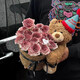 兜市精選永生玫瑰花束烏梅子醬送女友朋友七夕情人節禮物女生生日禮物訂婚 【11朵烏梅子醬】抱抱桶+小熊