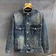 GUANGAN AEPE全定制高街復古水洗機車(chē)立領(lǐng)牛仔外套男士春秋新款美式工裝夾克男 藍色 寬松帥氣版型 L 120-135斤