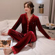 KJ睡衣女金絲絨家居服女士睡衣睡褲套裝時(shí)尚簡(jiǎn)約可外穿家居服套裝 2027本命年紅色 L (100-125斤可穿)