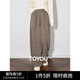初語(yǔ)歐綿絨直筒休閑褲女2025秋季新款寬松慵懶風(fēng)褲子 淺咖色 M