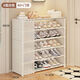 百恒達鞋架架子防塵出租房多層進(jìn)門(mén)家用鞋柜置物架宿舍寢室簡(jiǎn)易收納神器 白色6層5隔80+門(mén)簾