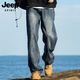 JEEP SPIRIT吉普復古牛仔褲男春夏季美式高街直筒褲子潮牌寬松百搭闊腿長褲 復古藍 XL