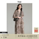 旅途原品（ltyp）格子連衣裙優(yōu)雅隨性藝術印花蝙蝠袖秋季原創(chuàng)設計感中長裙 咖色-定制手繪水彩方格子 M 160cm（現(xiàn)貨）