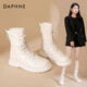 達芙妮（DAPHNE）馬丁靴女2024新款秋冬短靴女英倫風(fēng)厚底白色單靴子甜酷短靴女JD 白色 36