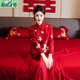 艾妃琳新中式敬酒服新娘2025新款結婚訂婚紅色禮服裙女出閣改良旗袍套裝 紅色套裝2408款 M