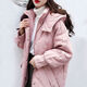 AEMAPE棉服女中長(cháng)款2025春秋冬季新款棉衣韓版時(shí)尚氣質(zhì)加厚外套女 粉色 L _建議120-140斤