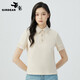 哥弟（GIRDEAR）女裝精致粗花呢拼接小香風短袖Polo領(lǐng)T恤女1300924 白巖卡其 M (3碼)