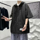 愷吉銳工裝t恤男夏季連帽半袖衛衣潮牌寬松學(xué)生ins中袖 黑色【好品質(zhì)請放心】 XL 建議120-139斤