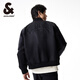 杰克·瓊斯（JACK&JONES）男裝春秋款潮流棒球領(lǐng)寬松休閑刺繡上衣夾克外套飛行員夾克男士 黑色E41 M (175)