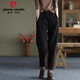 皮爾卡丹加絨哈倫褲子女秋冬裝加厚休閑小個(gè)子高腰顯瘦外穿小腳蘿卜老爹褲 黑色 (少量現貨) 3XL 【建議150-165斤】