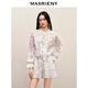 MAXRIENY【商場同款】玫瑰印花雪紡衫套裝甜美浪漫氛圍感歐外套 紫花 S 01