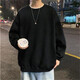 唐號（tanghao）純色長袖衛(wèi)衣ins重磅圓領(lǐng)加絨男寬松落肩原創(chuàng)衛(wèi)衣純色打底衫男女 黑色 XL