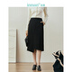茵曼（INMAN）不規則開(kāi)衩半身裙春秋季女裝新款高腰顯瘦長(cháng)裙 黑色 S