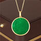 DRJEFUN翡翠項鏈祖母綠礦辣綠花青圓牌吊墜古法金平安無(wú)事牌女 吊墜 加鏈子