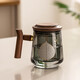瓷牌茗茶具 一路有你茶杯茶水分離杯帶恒溫寶玻璃過(guò)濾辦公杯節日禮物 木把青灰沐云一葉菩提三件杯