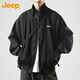 吉普（JEEP）夾克男春秋季外套男士寬松潮流痞帥立領(lǐng)休閑衣服男裝 黑色 XL 