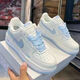 CLENIKEEDAIR NIKE空軍一號ins新款A(yù)F1小勾淺灰低幫男女潮流時尚百搭板鞋運 AF1-白銀藍(lán)【高品質(zhì)NIKE】 42 NIKE