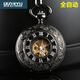 全自動(dòng)機械懷表復古翻蓋男女機械懷表學(xué)生懷舊雕花項鏈表發(fā)條掛表七夕情人節生日禮物送男朋友女朋友抖音同款 鎢鋼黑羅馬文機械 全自動(dòng)