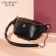 高巴度（GORBADO）歐洲站2025新款時(shí)尚胸包真皮斜挎包頭層牛皮腰包潮ins百搭女包包 黑色