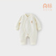微獅牧尼嬰兒連體衣三層夾絲秋冬季保暖寶寶睡衣哈衣爬服冬裝抗菌 奶白 73cm